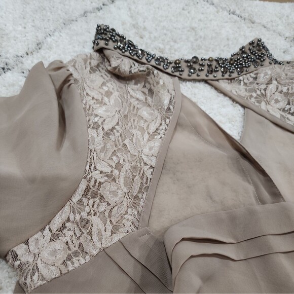 TRUTH NYC Top Womens Medium Brown Sheer Blouse 3/4 Sleeve Embroidered Open Back - Picture 14 of 14